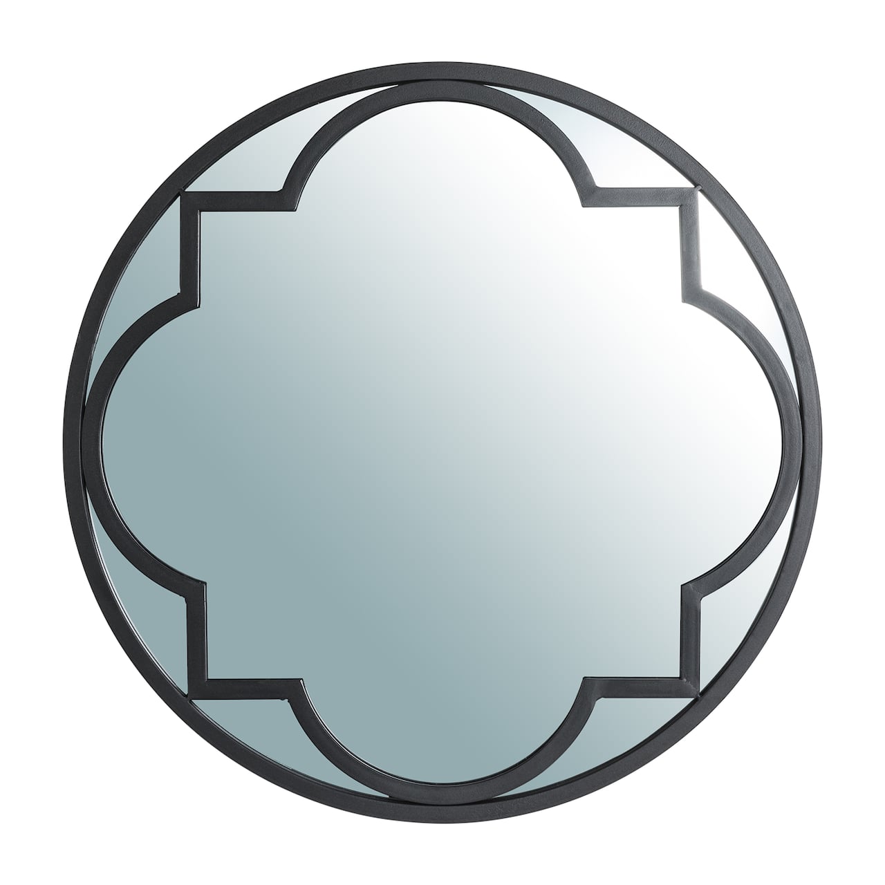 Glitzhome® 23" Black Metal Glass Round Wall Mirror